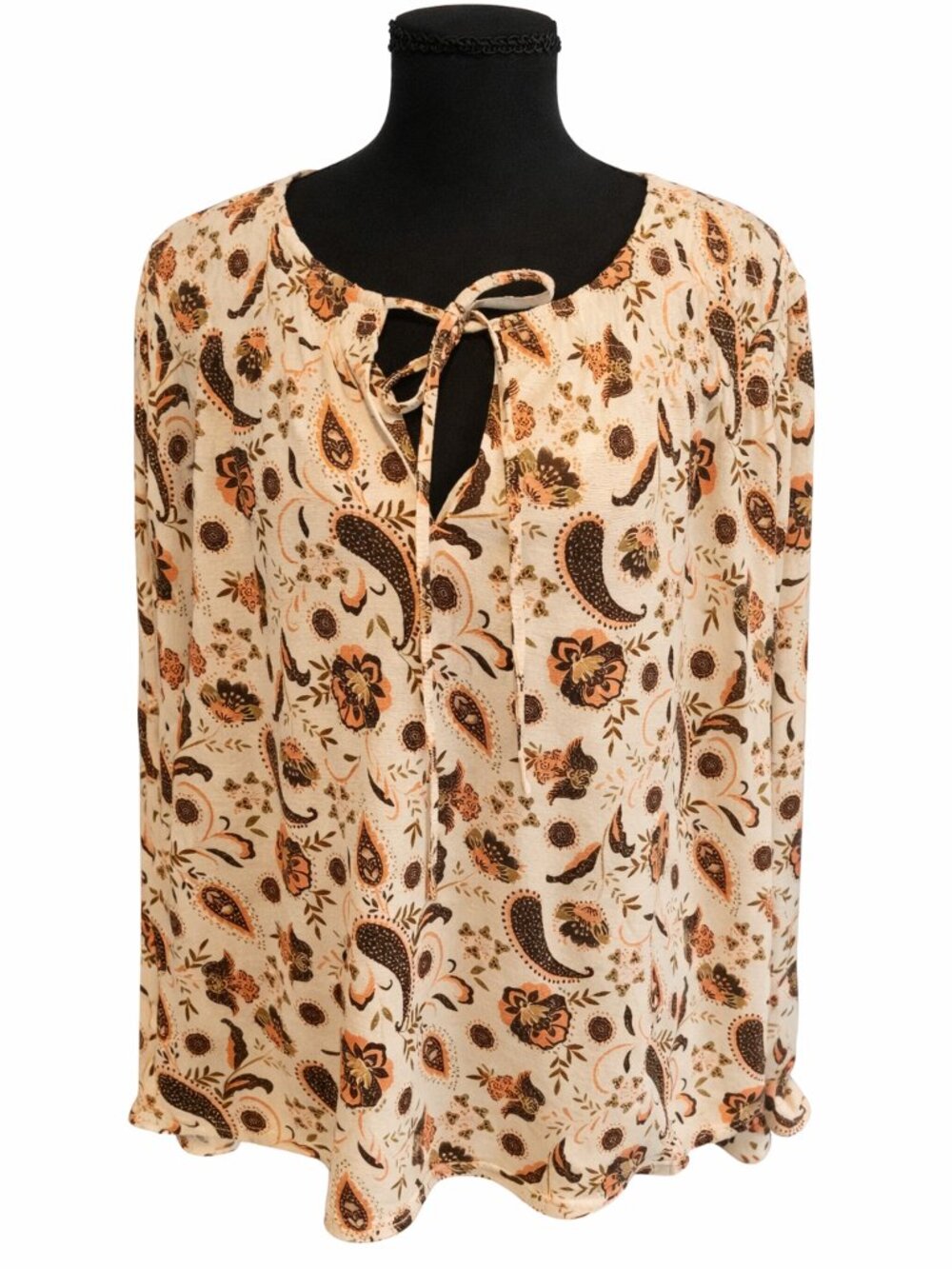 Anthropologie Melloday Paisley Smocked Long Sleeve Blouse XL Extra Large